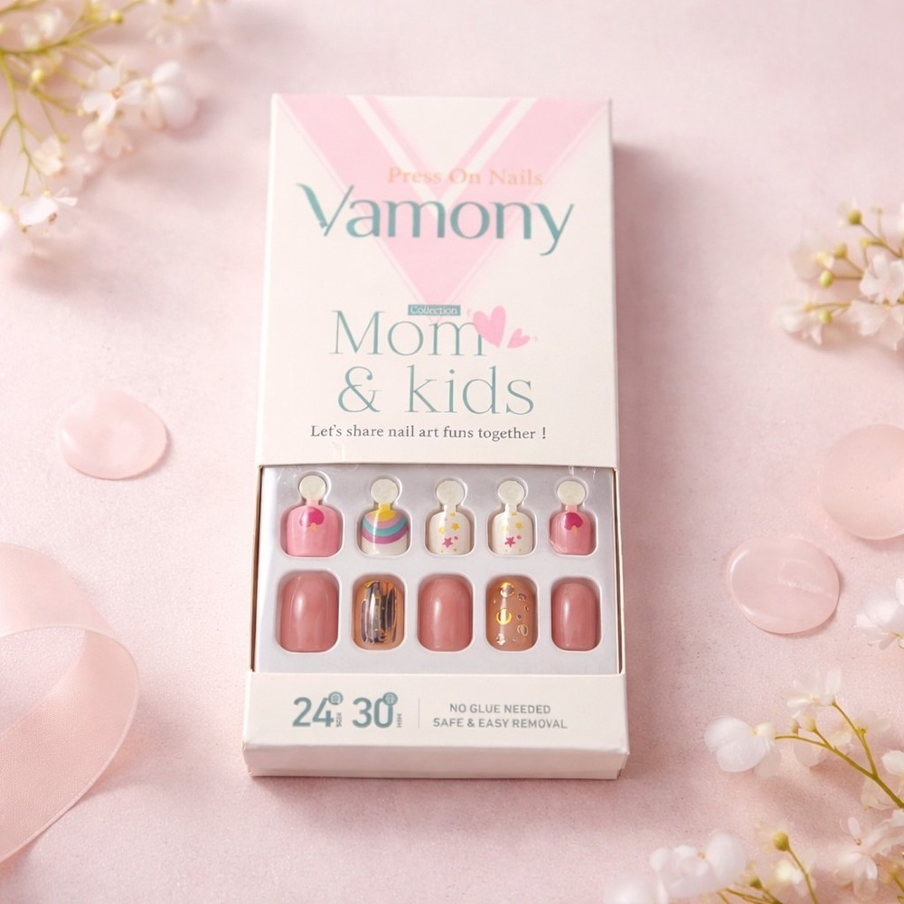 NEW Vamony Press On‎ Nails Mom & Kids 24 Nails For Kids And 30 Nails For Mom